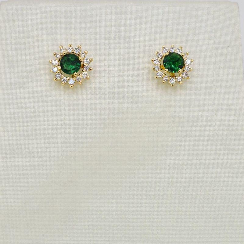 BRINCO PEDRA VERDE COM BLOINHAS