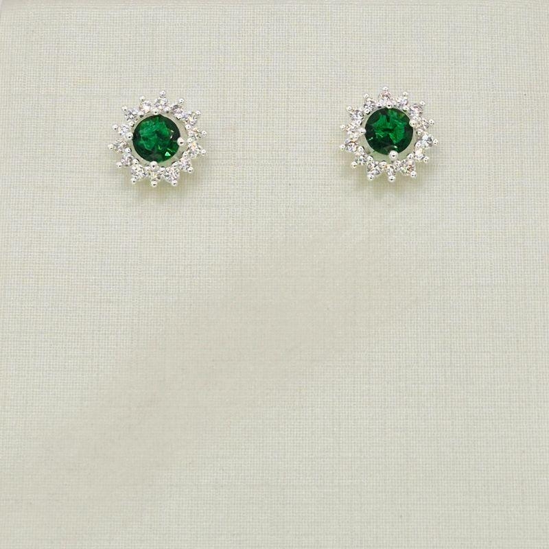 BRINCO PEDRA VERDE COM BLOINHAS