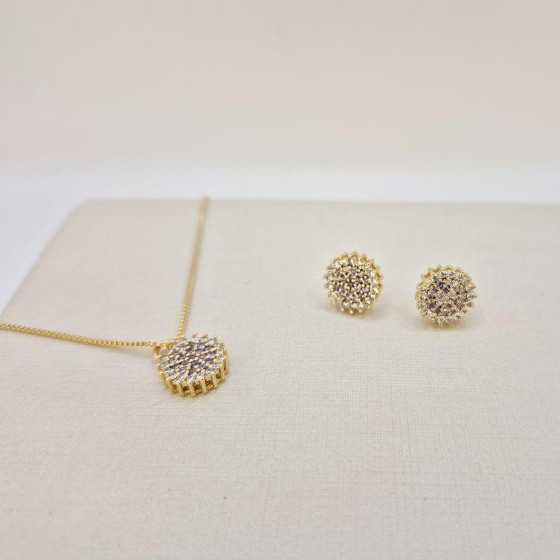 CONJUNTO CIRCULO ZIRCONIA LILAS