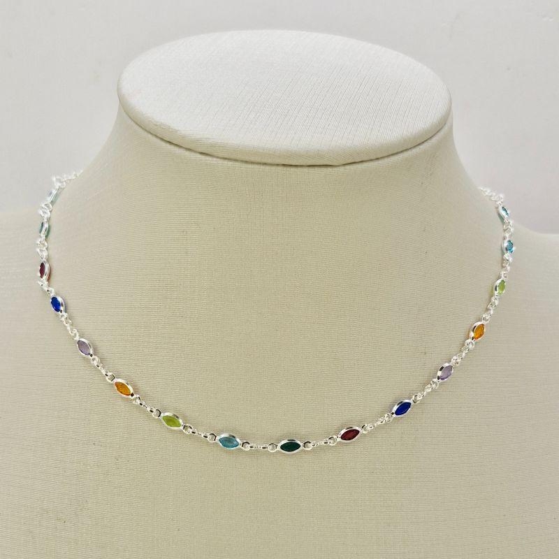 COLAR PEDRAS COLORIDAS OVAIS