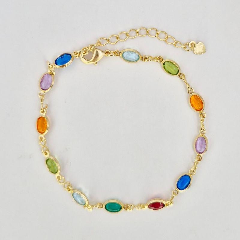 PULSEIRA PEDRAS OVAIS COLORIDAS