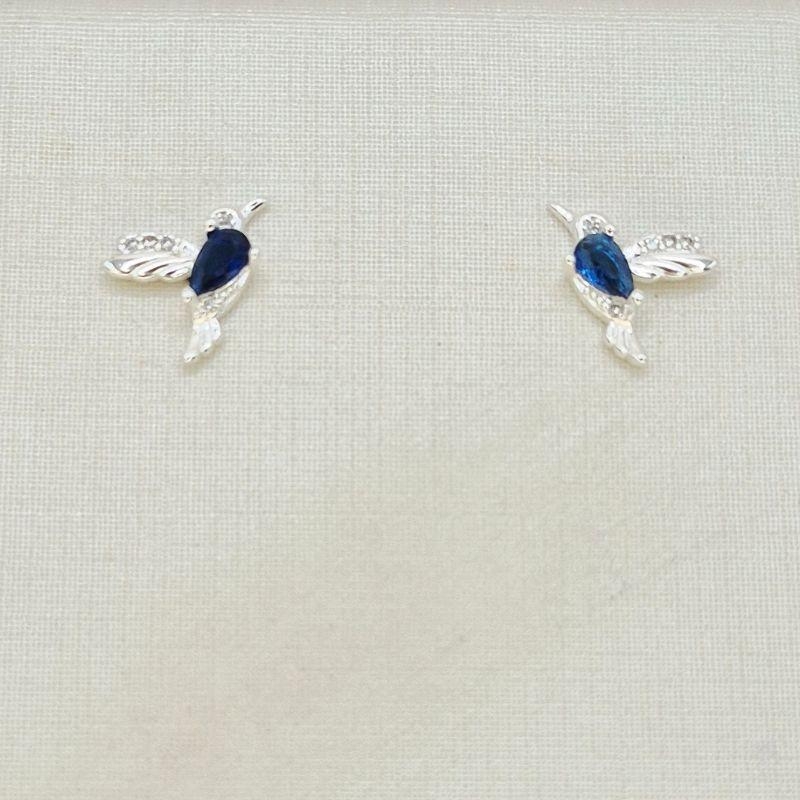 BRINCO POMBA COM PEDRA AZUL