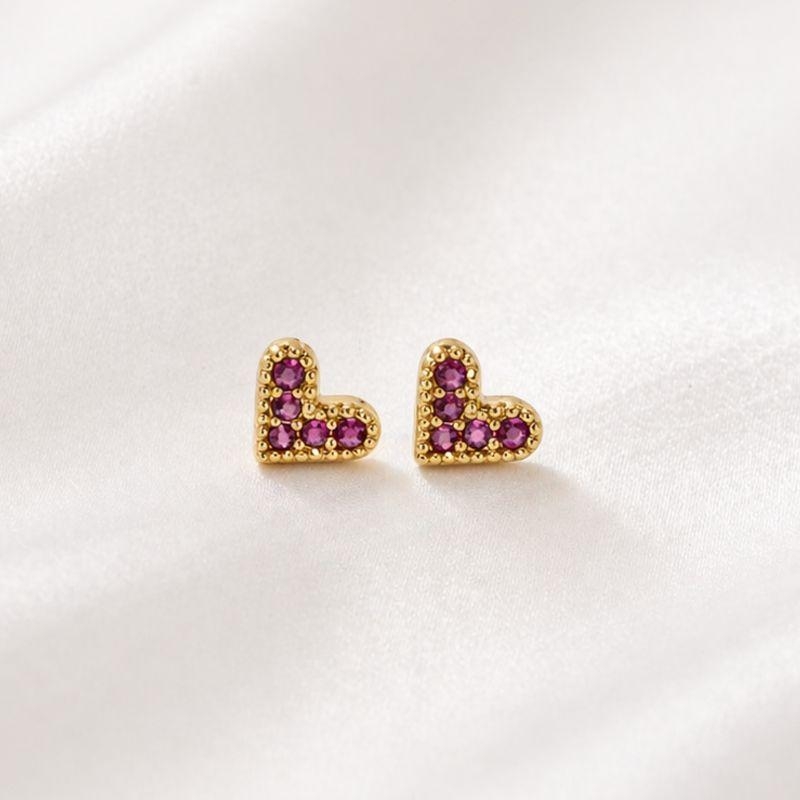 BRINCO CORACAO ZIRCONIAS ROSAS