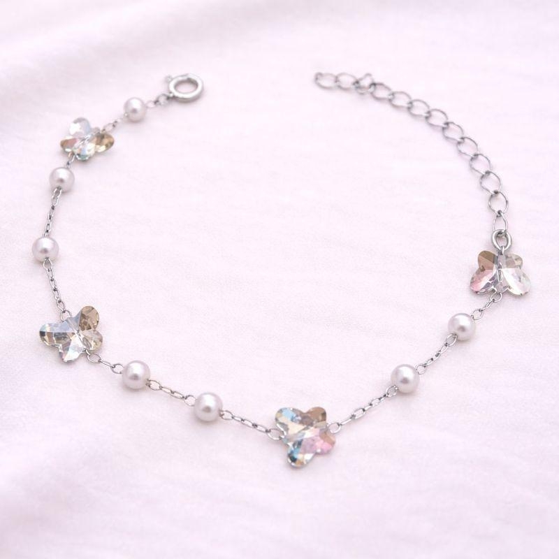 PULSEIRA BORBOLETA E PEROLAS