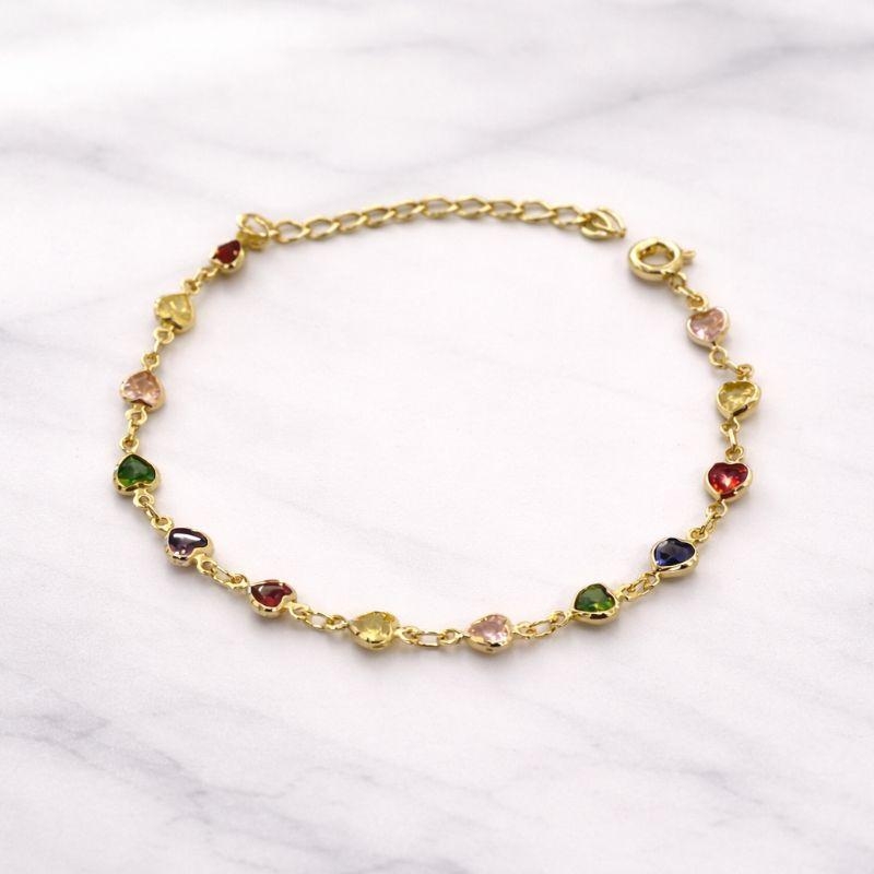 PULSEIRA CORACOES ZIRCONIA COLORIDO