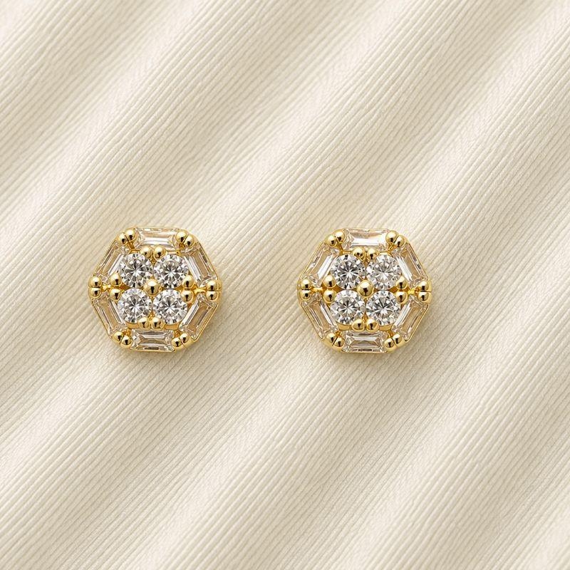 BRINCO ZIRCONIA BAGUETE E FLOR
