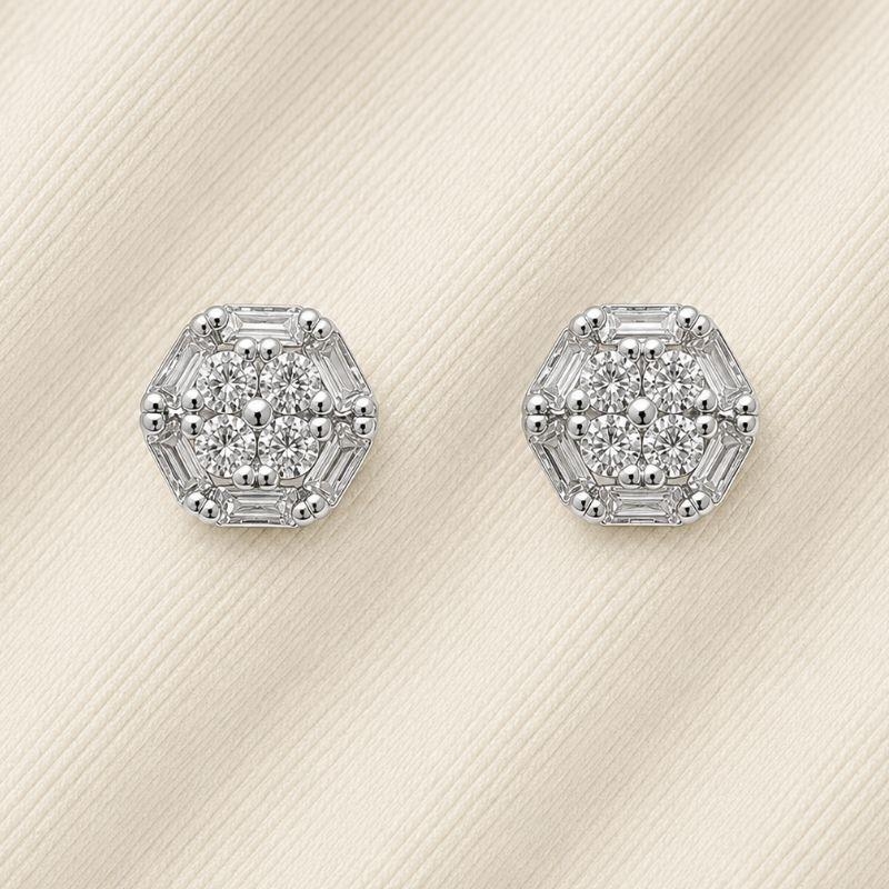 BRINCO ZIRCONIA BAGUETE E FLOR