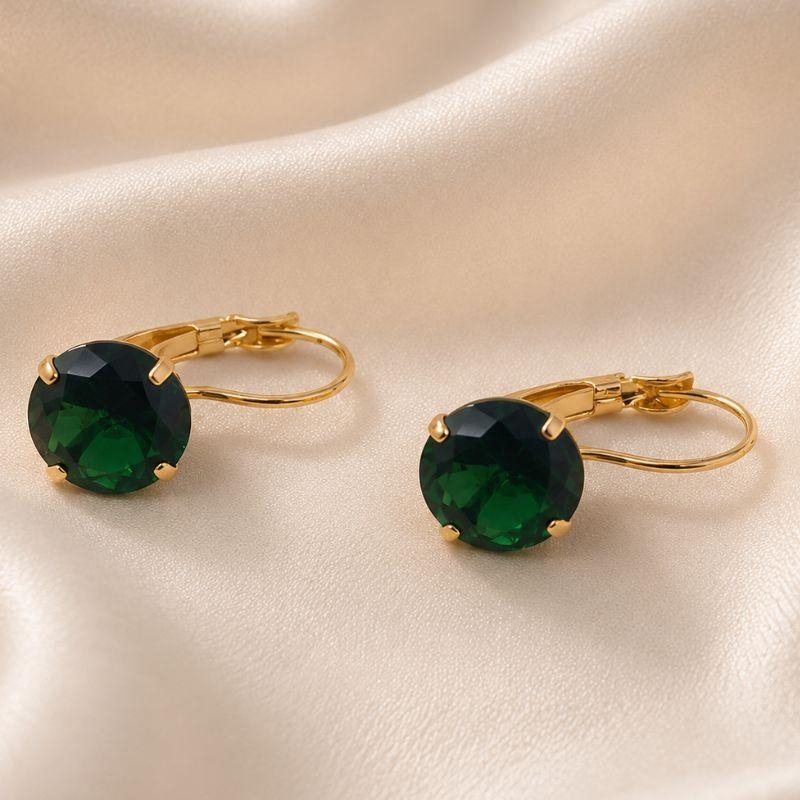 BRINCO OVAL COM PEDRA VERDE