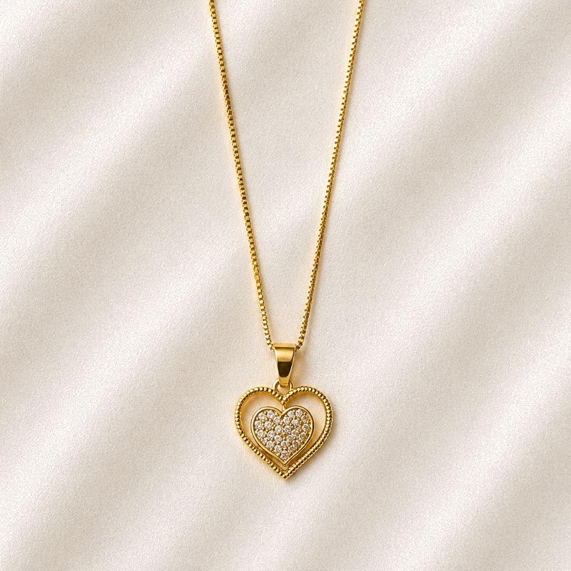 COLAR CORACAO DUPLO ZIRCONIA