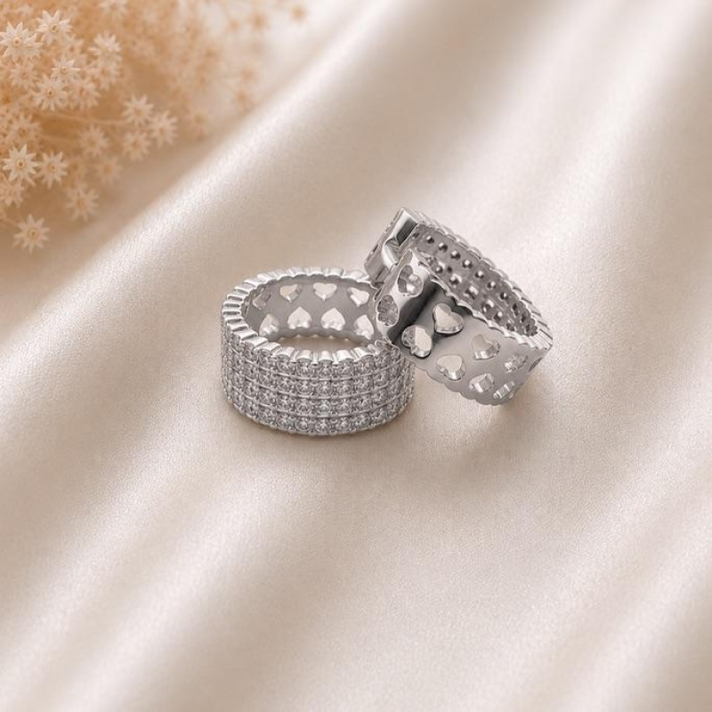 ARGOLA 3 FILEIRAS ZIRCONIA CRISTAL