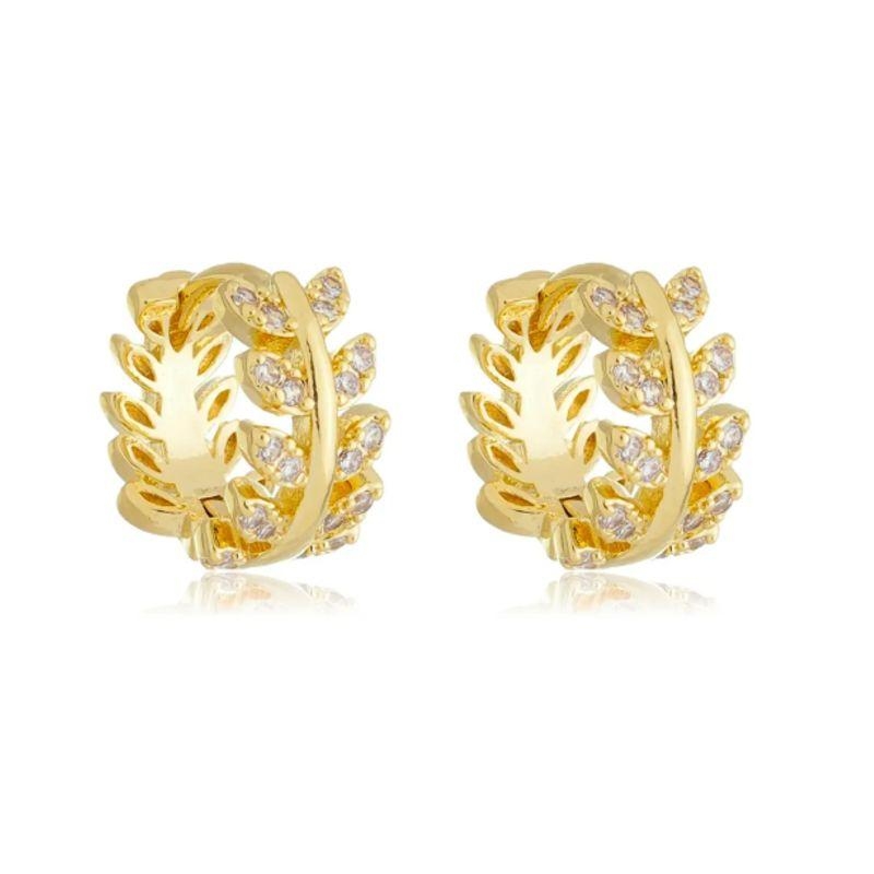 ARGOLA FOLHAS ZIRCONIAS