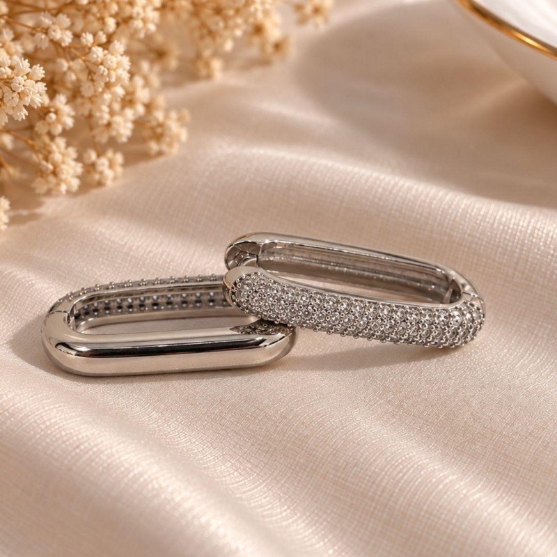 ARGOLA OVAL ZIRCONIA RODIO
