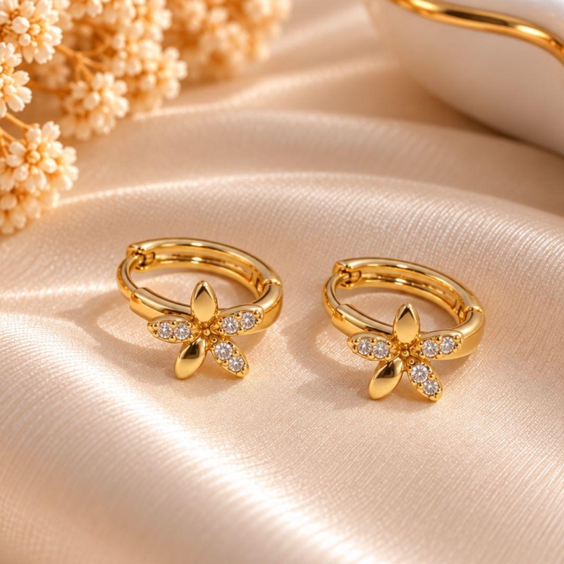 ARGOLA FLOR COM ZIRCONIAS