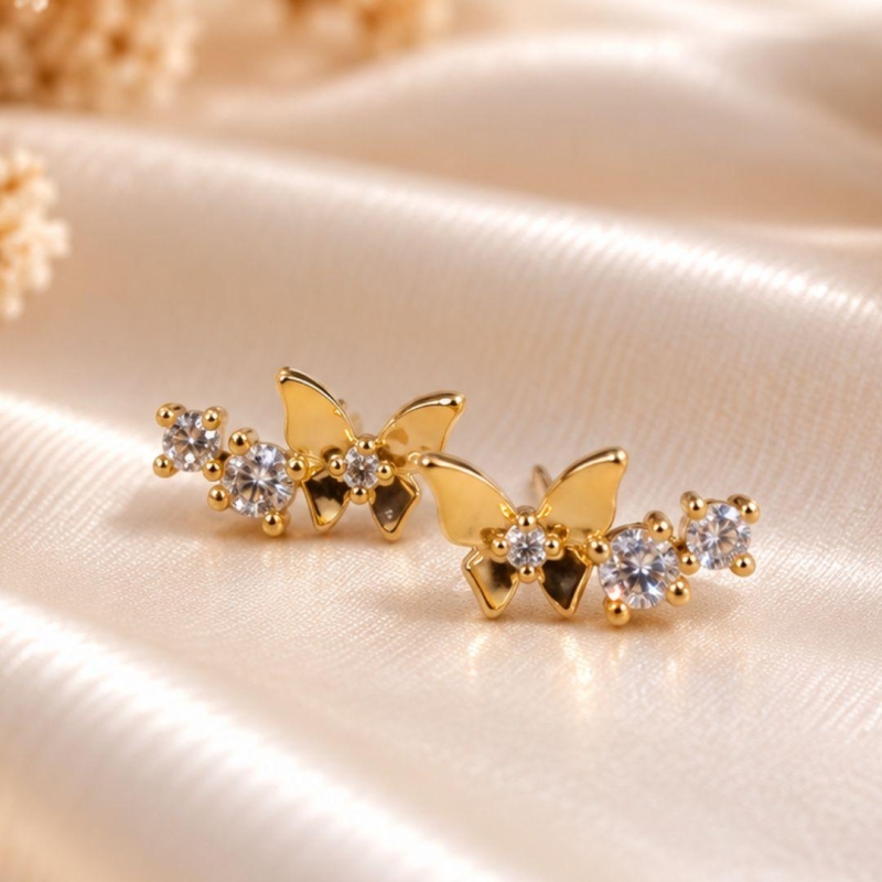 BRINCO BORBOLETA E ZIRCONIA