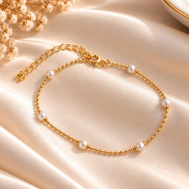 PULSEIRA BOLINHAS COM PEROLA