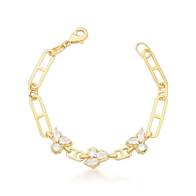 PULSEIRA COM ELOS LISOS E ZIRCÔNIAS