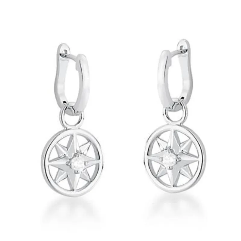 ARGOLA COM PINGENTE REDONDO DE ESTRELA RODIO