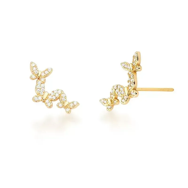 BRINCO BORBOLETAS ZIRCONIA EAR CUFF