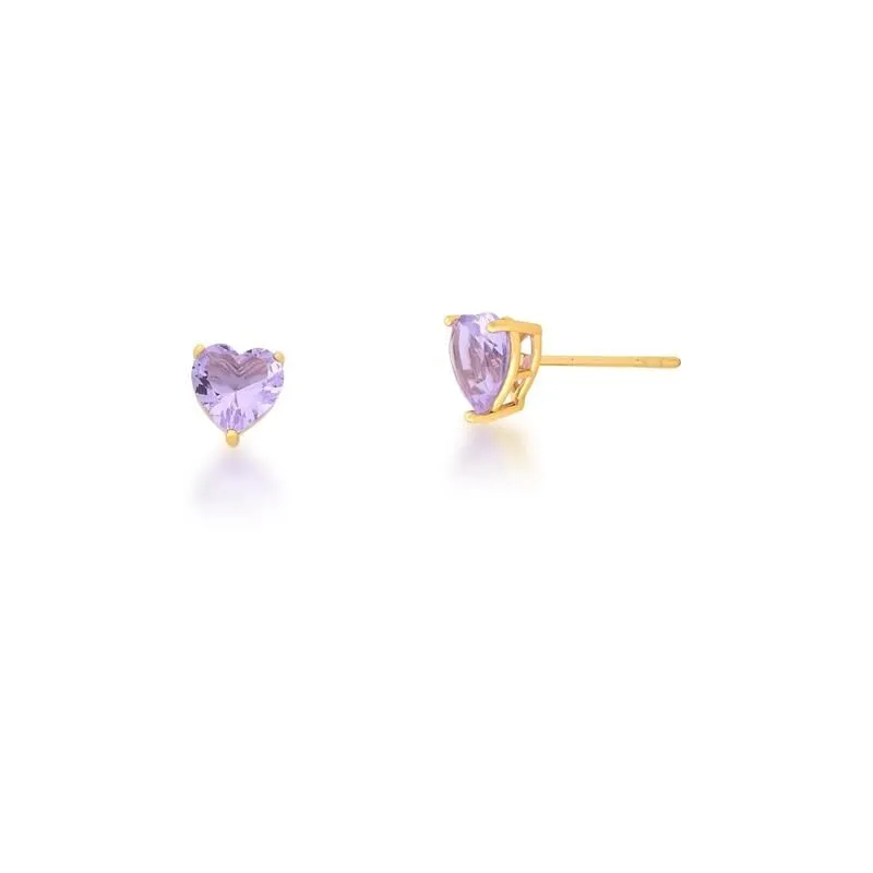 BRINCO CRISTAL DE CORAÇÃO NA COR LILAS