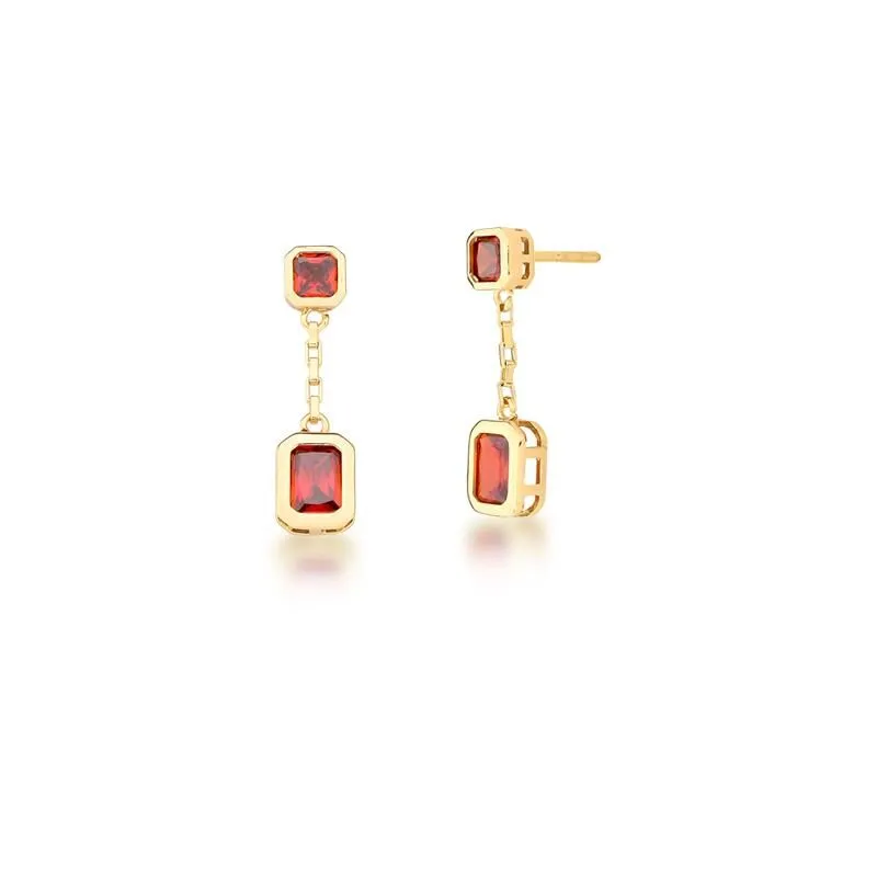 BRINCO PÊNDULO COM CRISTAIS VERMELHO