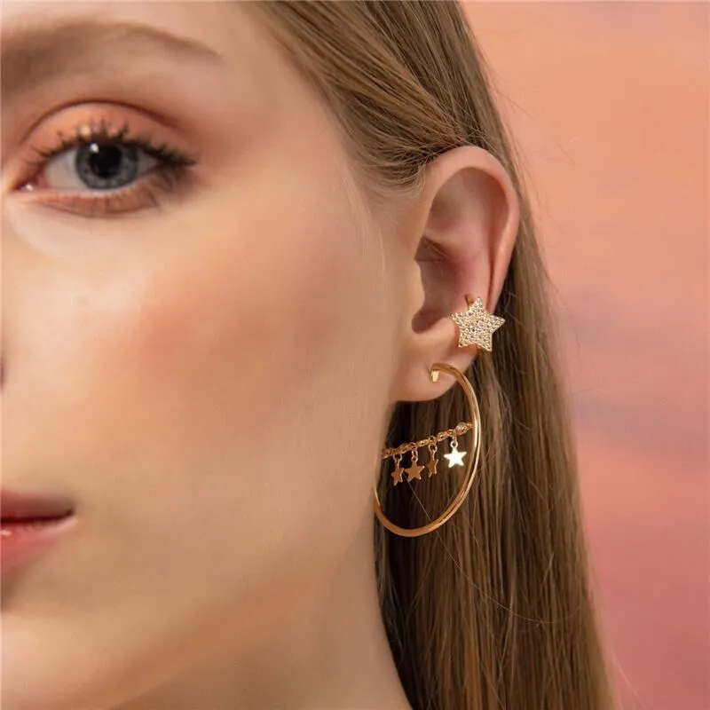 PIERCING DE ORELHA ESTRELA COM ZIRCÔNIAS