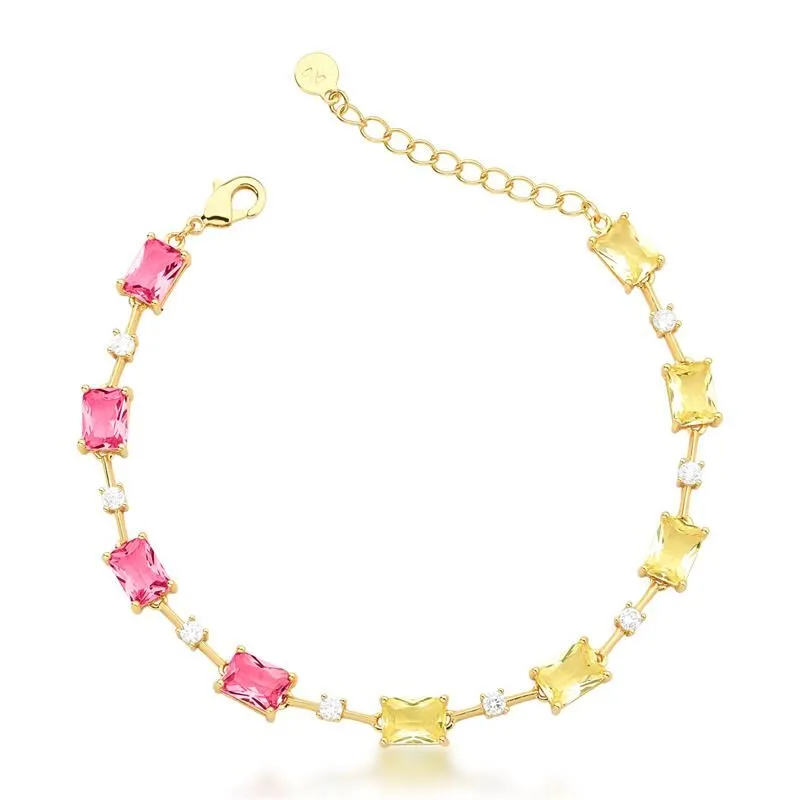 PULSEIRA COM CRISTAIS ROSA E PRASIOLITA
