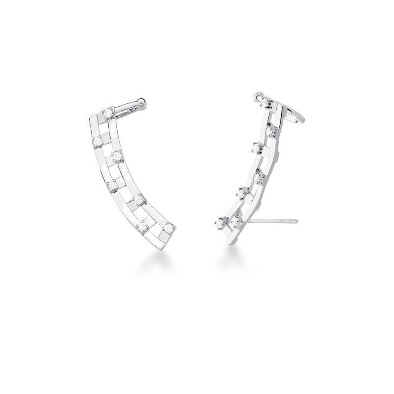 BRINCO EAR CUFF COM FLORES E ZIRCÔNIAS