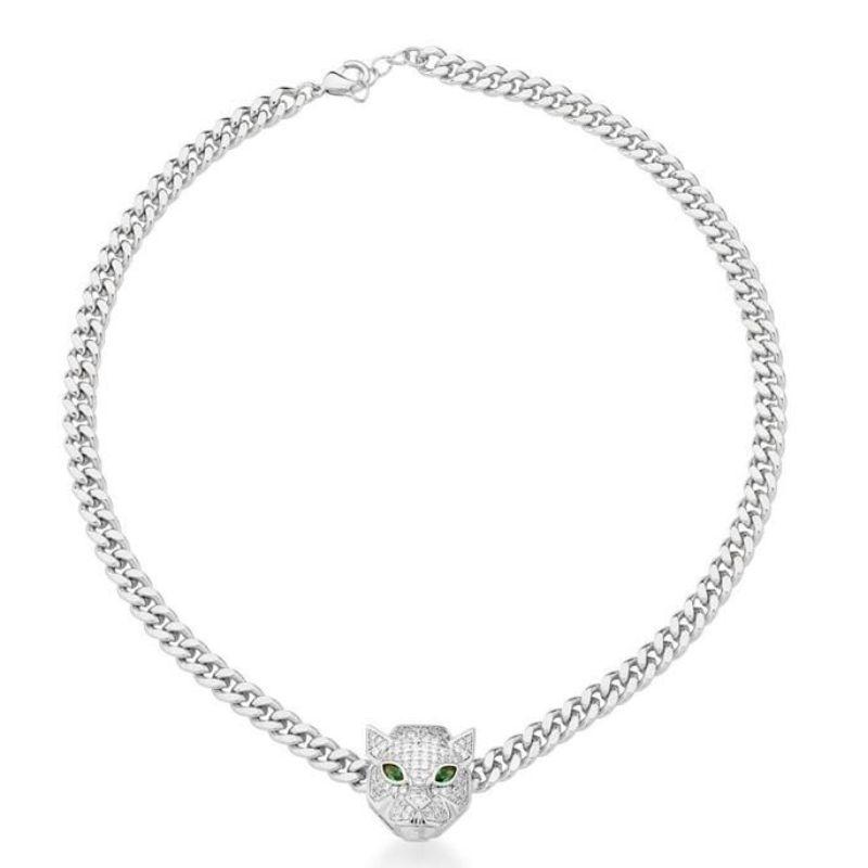 CHOKER COM PINGENTE DE LEOPARDO CRAVEJADO RODIO