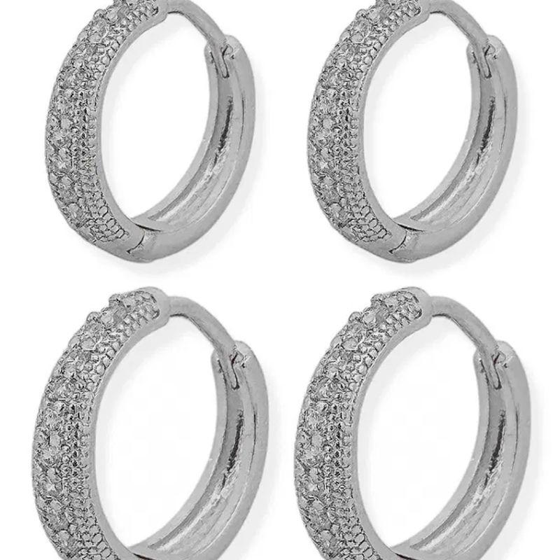DUO ARGOLA ZIRCONIA TEXTURIZADA 1 FILEIRA