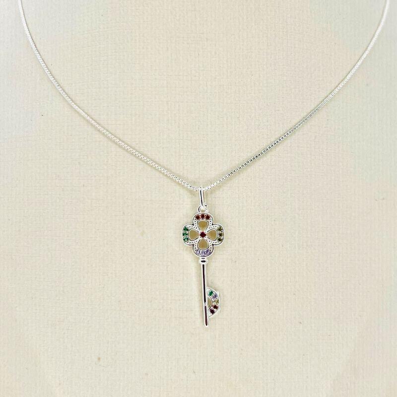 COLAR CHAVE ZIRCONIA COLORIDA