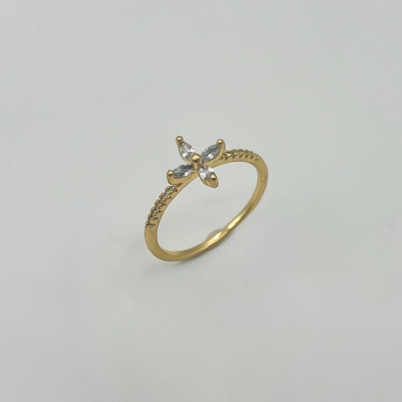 ANEL ZIRCONIA FLOR 4 PONTAS