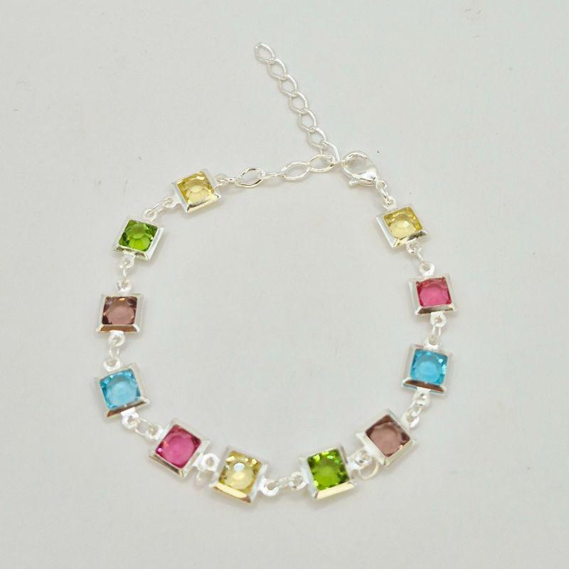 PULSEIRA PEDRAS QUADRADAS COLORIDAS