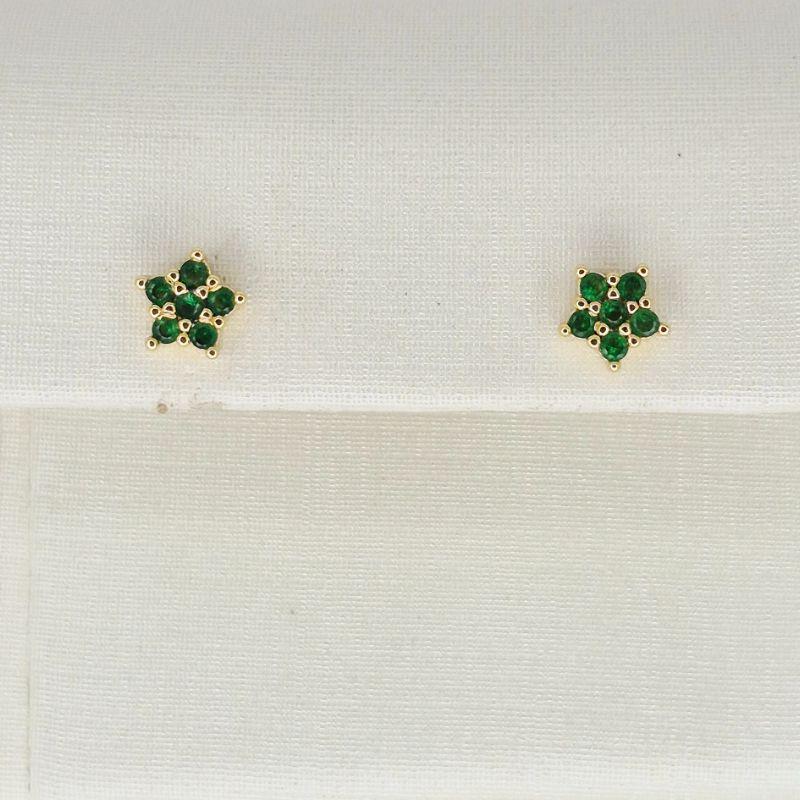 BRINCO FLOR ZIRCONIA ESMERALDA