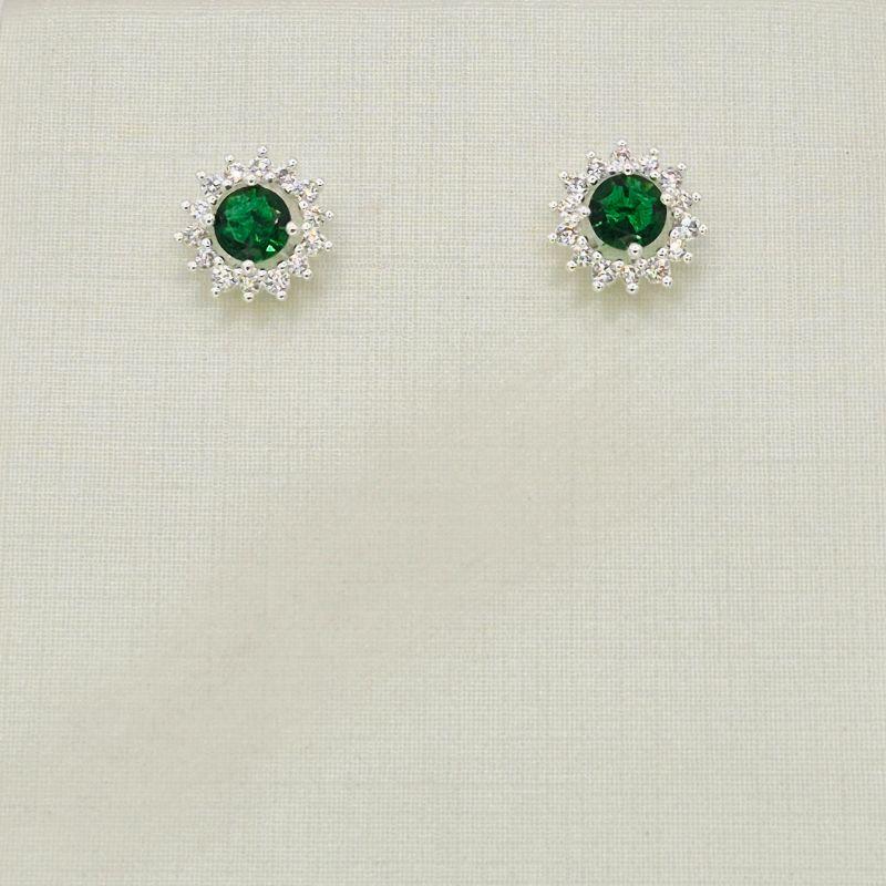 BRINCO PEDRA VERDE COM BLOINHAS