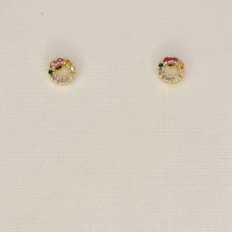 BRINCO REDONDO PEDRAS COLORIDADS