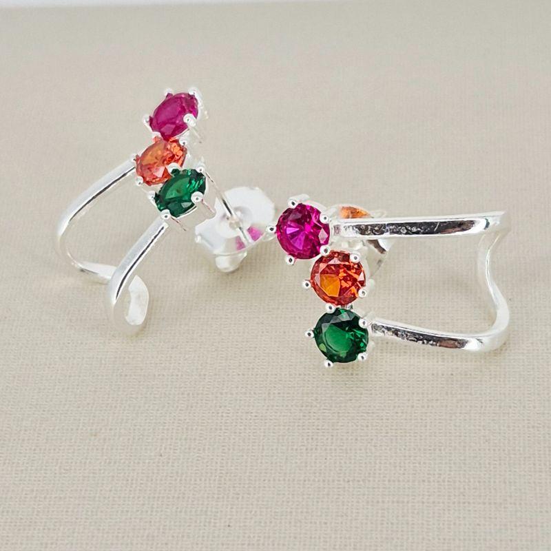 BRINCO TRES PEDRAS COLORIDAS