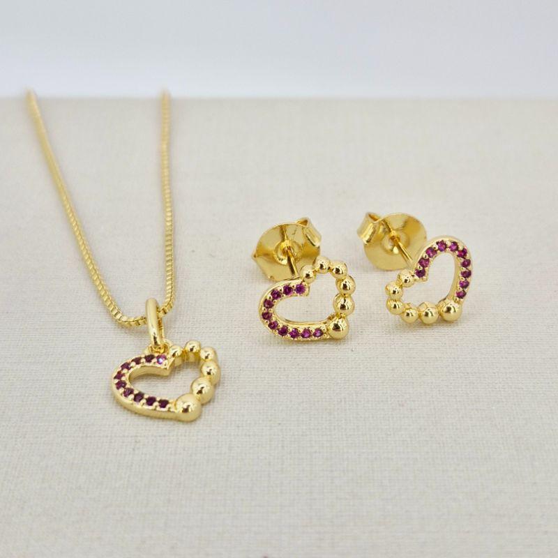 CONJUNTO CORACAO DUO ROSA