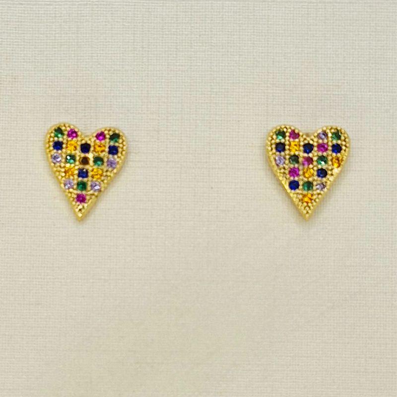 BRINCO CORACAO PEDRAS COLORIDAS
