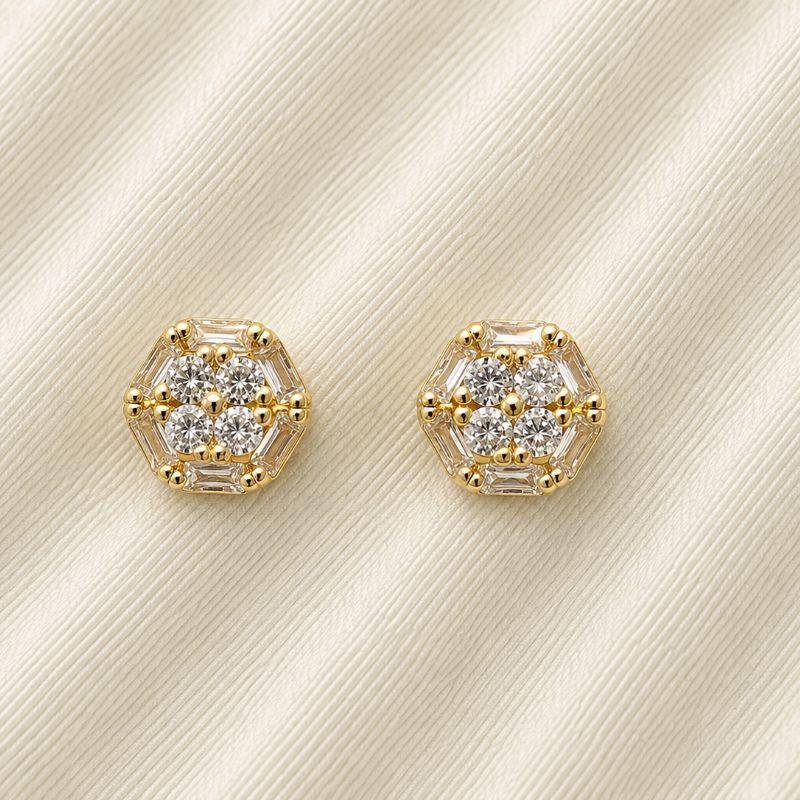 BRINCO ZIRCONIA BAGUETE E FLOR