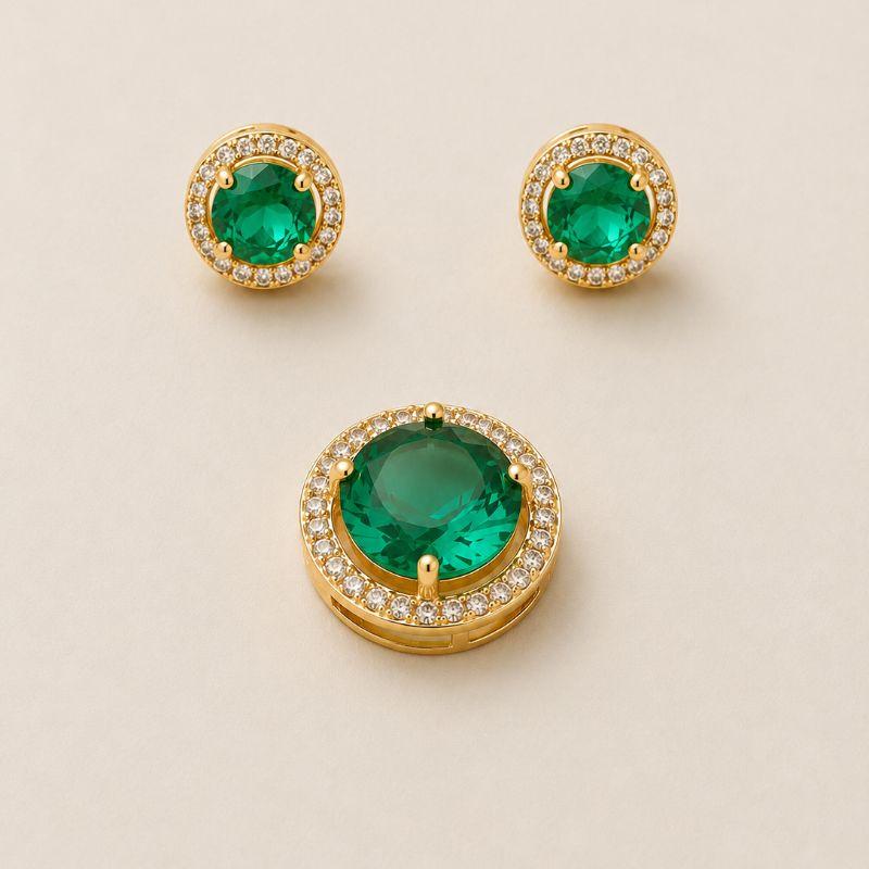 CONJUNTO PEDRA VERDE REDONDA