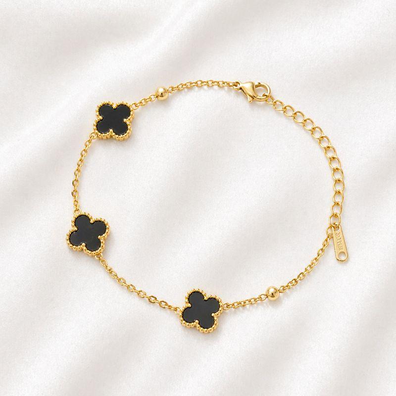 PULSEIRA DUPLA TREVO PRETO AÇO