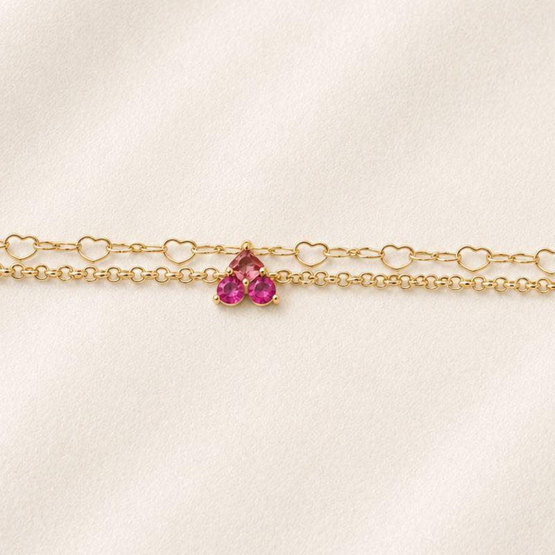 PULSEIRA DUPLA PEDRAS VERMELHAS
