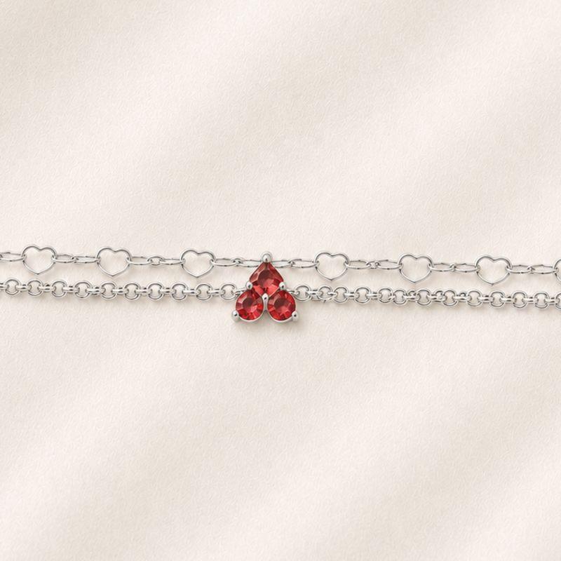 PULSEIRA DUPLA PEDRAS VERMELHAS