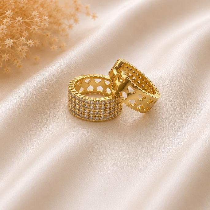 ARGOLA 3 FILEIRAS ZIRCONIA CRISTAL