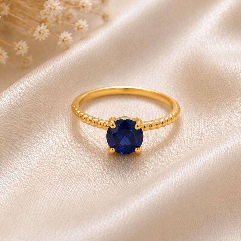 ANEL ARO BOLINHA COM PEDRA AZUL