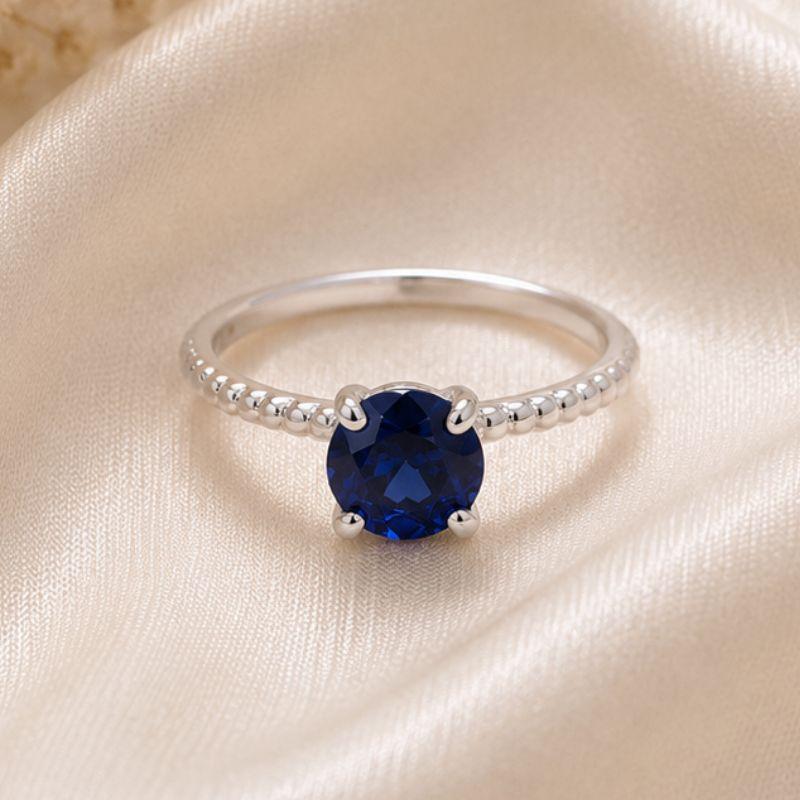 ANEL ARO BOLINHA COM PEDRA AZUL
