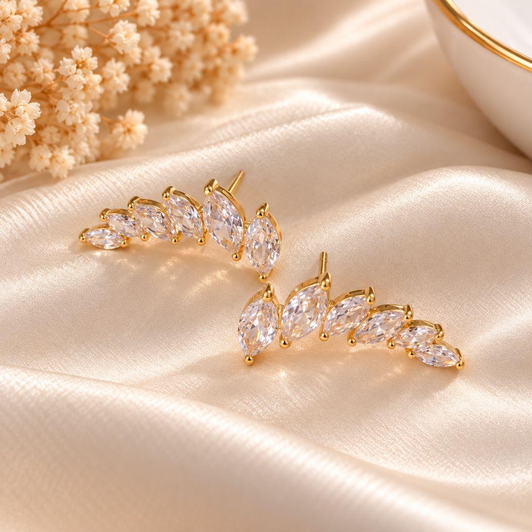 BRINCO FOLHAS EAR CUFF DE ZIRCONIA